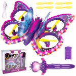 Fluture zburator cu telecomanda LED-uri rotire 360 Purple Buttlefly