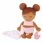 Papusa fetita LullaBaby cu par castaniu pentru baie cu accesorii 35 cm