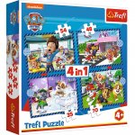 Puzzle Trefl 4 in 1 Patrula Catelusilor activitatile zilnice ale echipei