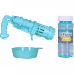 Pistol pentru baloane de sapun Bubble Shooter cu 50 ml solutie inclusa Moxy albastru