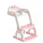 Reductor toaleta pliabil cu scara Little Mom Pink Teddy