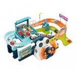 Set Pista si Parcare cu volan interactiv si 4 masinute Dino Park