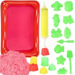 Set nisip kinetic 2kg cu forme si salteluta gonflabila inclusa in cutie Pink Sand