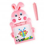 Tabla magnetica de desenat cu margele si stilou magnetic Pink Rabbit