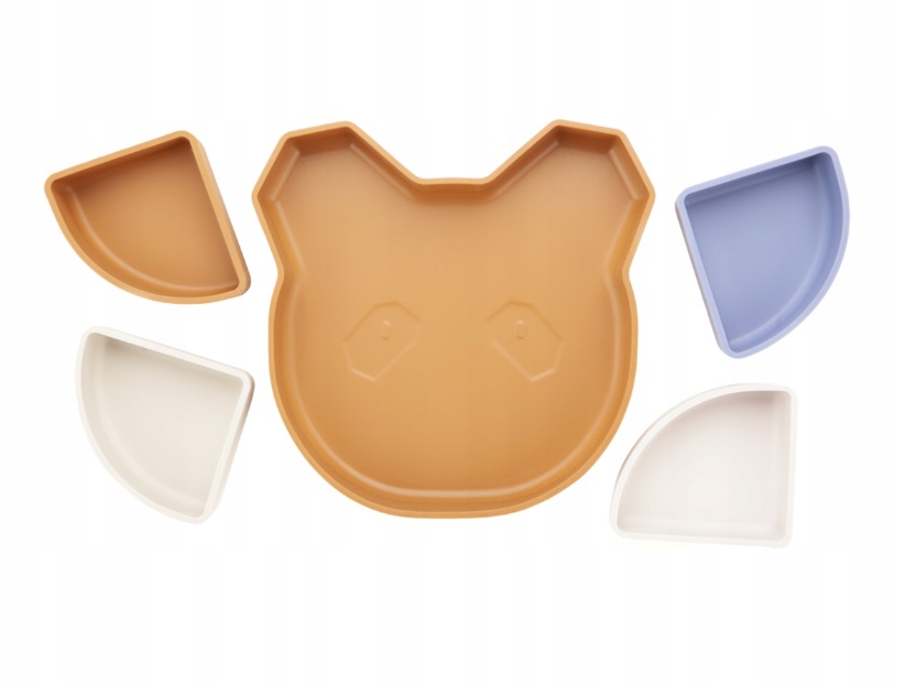 Farfurie din silicon cu compartimente detasabile 4in1 Kidnort Caramel Teddy - 3 | YEO