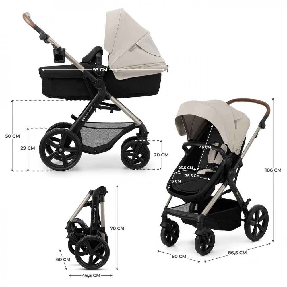 Carucior 3 in 1 Kiderkraft Moov 2 Moonlight grey - 7