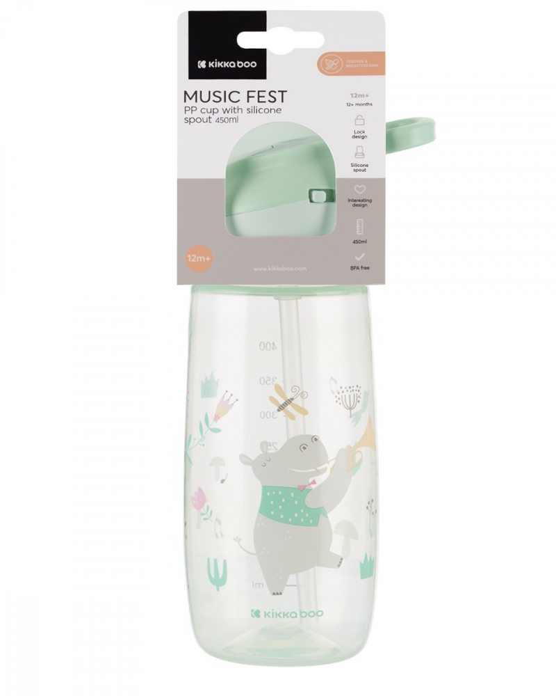 Cana cu duza din silicon 450ml KikkaBoo Music Fest Mint - 2 | YEO