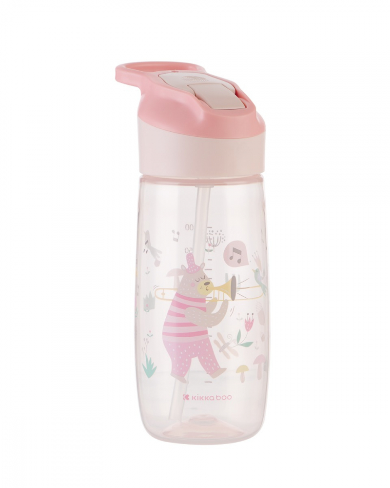 Cana cu duza din silicon 450ml KikkaBoo Music Fest Pink