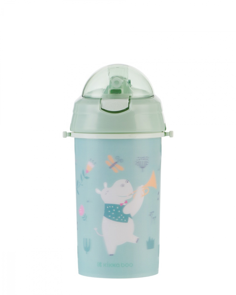 Cana cu pai din silicon si curea KikkaBoo 450ml KikkaBoo Music Fest Mint