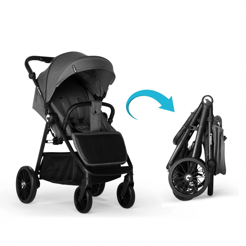 Carucior sport 0-48 luni pana la 22 kg cu pliere compacta Kidnort Sjolejon Black