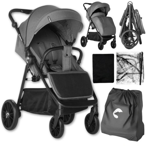 Carucior sport 0-48 luni pana la 22 kg cu pliere compacta Kidnort Sjolejon Sea Lion Grey - 2 | YEO