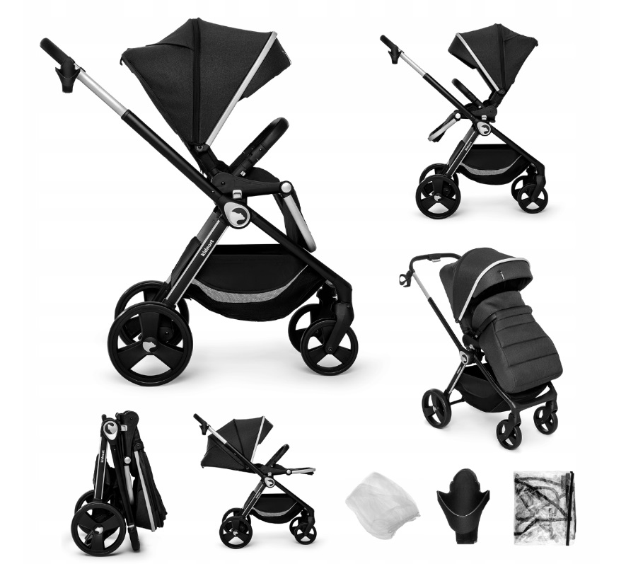 Carucior reversibil cu pliere compacta spatar si viziera reglabile Kidnort Isbjorn Black - 8