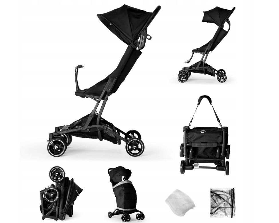 Carucior sport ultracompact pana la 22 kg cu accesorii incluse Kidnort Snopetrel Black - 7