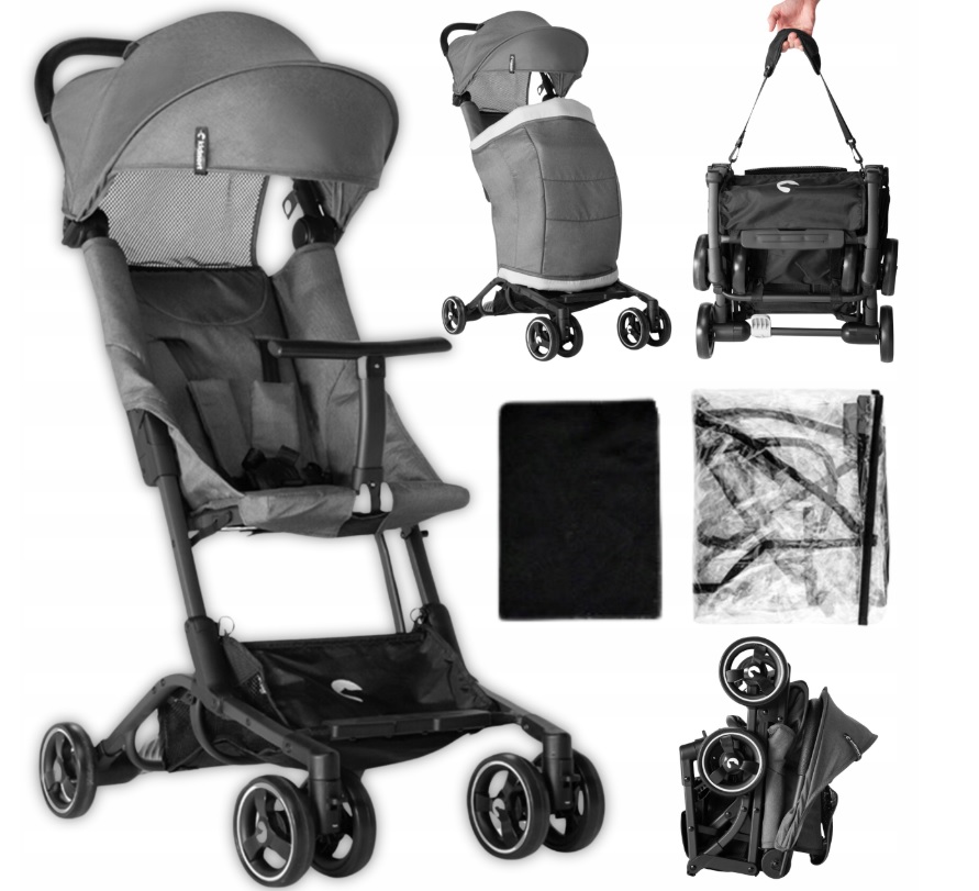 Carucior sport ultracompact pana la 22 kg cu accesorii incluse Kidnort Snopetrel Grey - 9