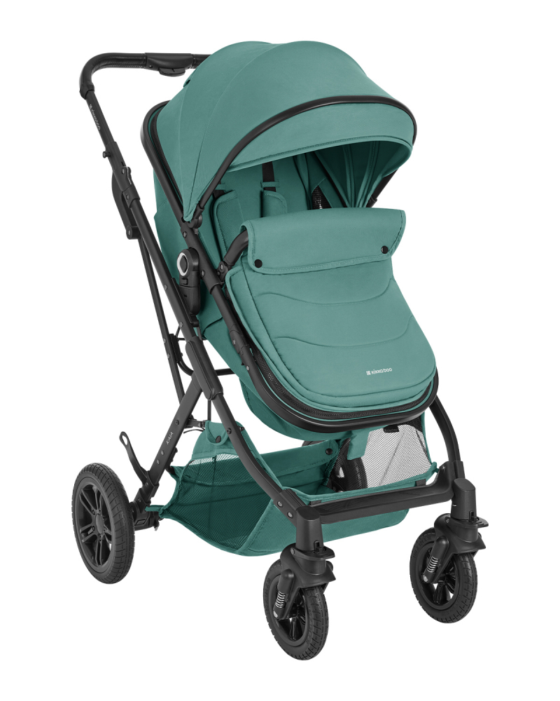 Carucior transformabil 3 in 1 KikkaBoo cu sezut reversibil,cadru din aluminiu,suspensii,copertina XXL,geanta mamici,suport pahar si husa pentru picioare incluse Kaia Mint 2024 scaun auto i-Size - 4