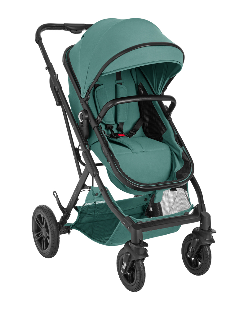 Carucior transformabil 3 in 1 KikkaBoo cu sezut reversibil,cadru din aluminiu,suspensii,copertina XXL,geanta mamici,suport pahar si husa pentru picioare incluse Kaia Mint 2024 scaun auto i-Size - 5