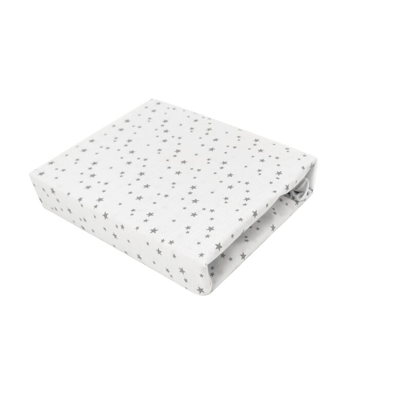 Cearceaf cu elastic Qmini pentru patut co-sleeper Aurora 76x43 cm mini gray stars