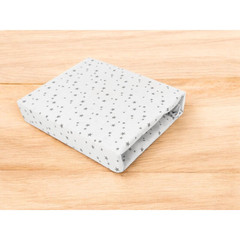 Cearceaf cu elastic Qmini pentru patut co-sleeper Aurora 76x43 cm mini gray stars