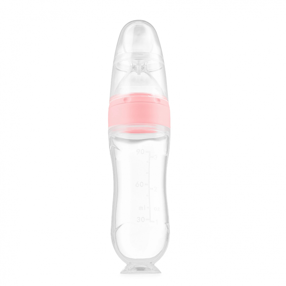 Lingurita din silicon cu rezervor gradat 90 ml Kidnort Pink