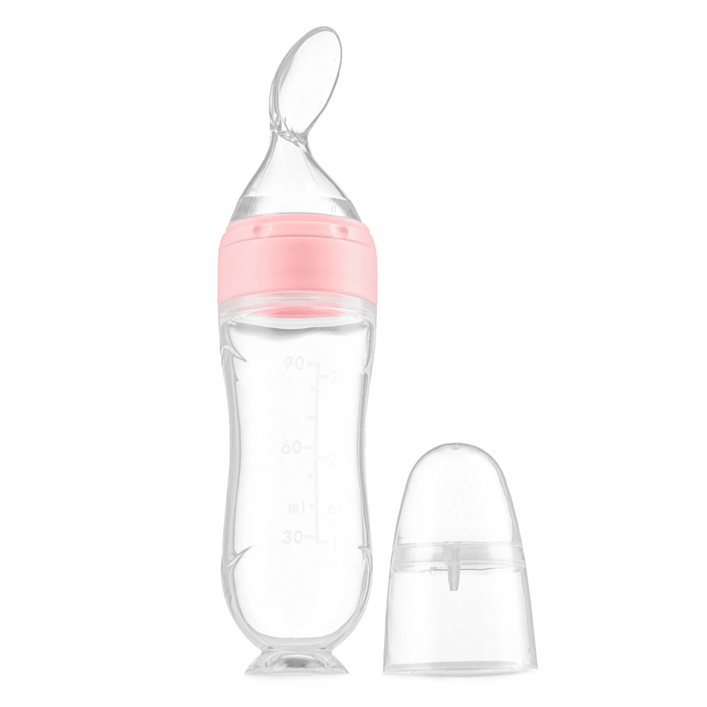 Lingurita din silicon Kidnort cu rezervor gradat 90 ml Retter Sommar Hjarta Pink - 2 | YEO