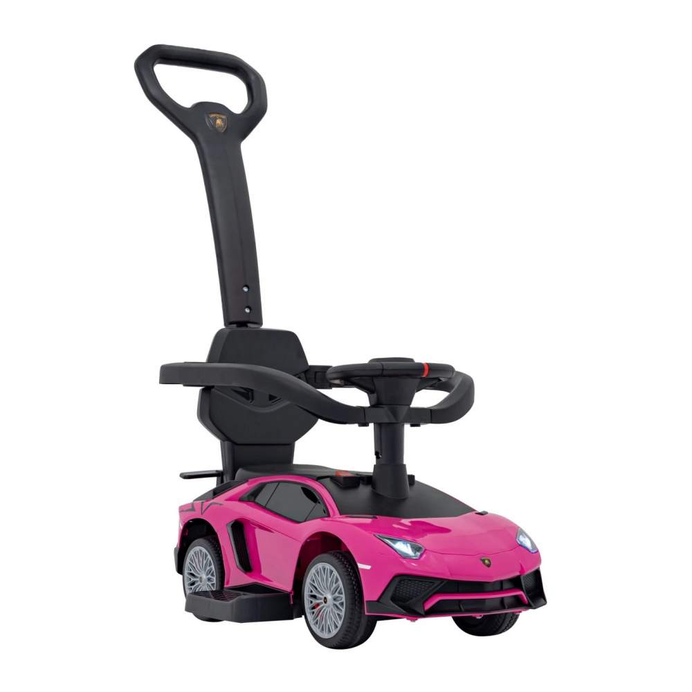 Masinuta de impins cu maner sunete si lumini LED Lamborghini Aventador Pink - 8