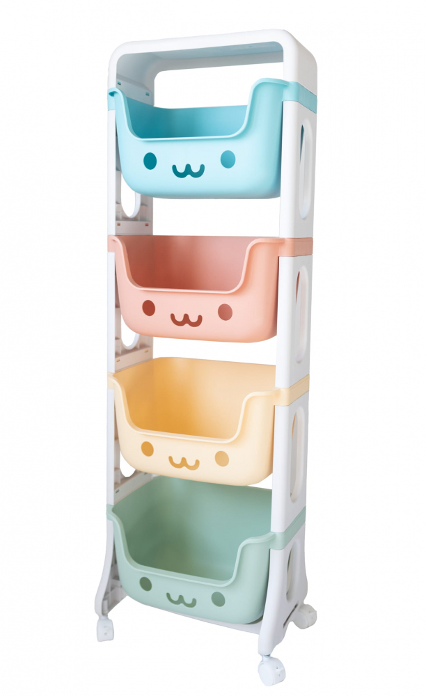 Organizator cu roti si 4 cutii depozitare Happy Multicolor