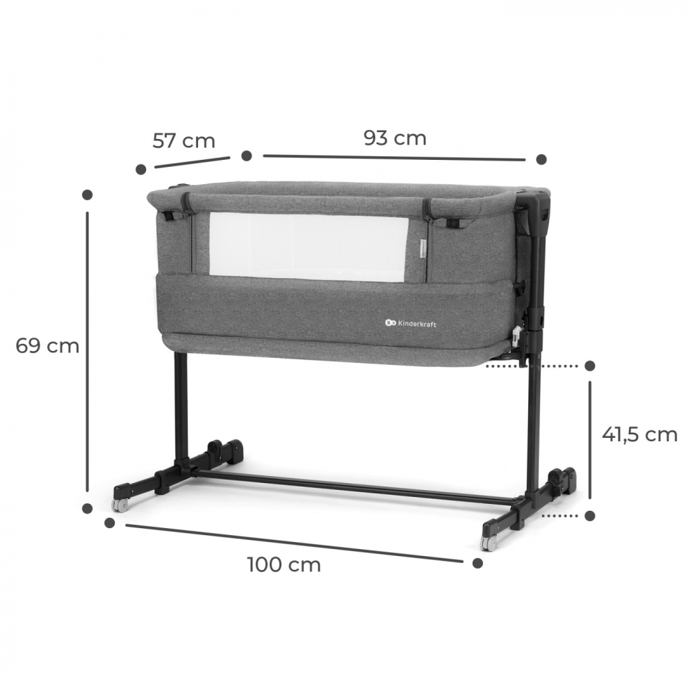 Patut Co sleeper Kinderkraft Neste Grow gri inchis - 3