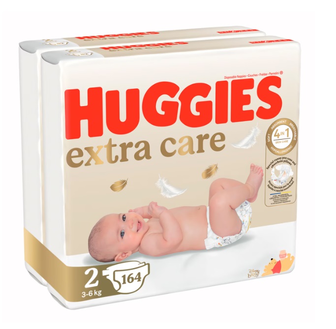 Pachet scutece Huggies Extra Care 2 Mega 4-6 kg 164 buc