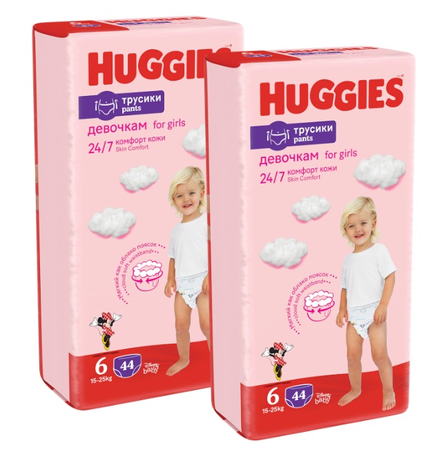 Pachet scutece chilotel Huggies Pants Mega pack 6 44 buc girl 15-25 kg 88 buc