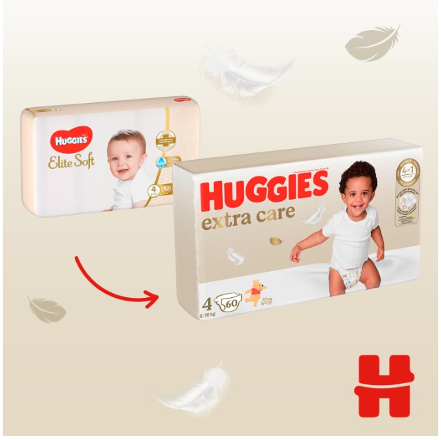 Pachet scutece Huggies Extra Care 4 Mega 8-16 kg 120 buc