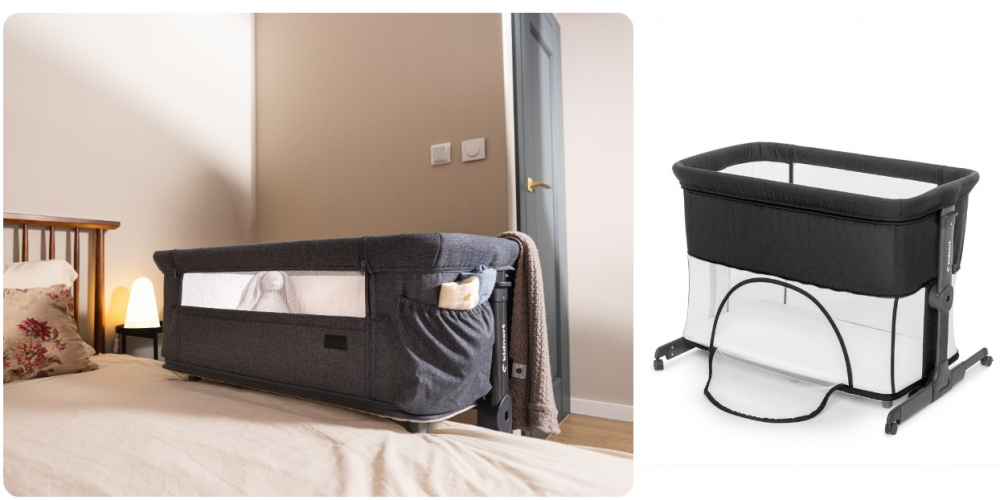 Patut multifunctonal Co-Sleeper si Tarc de joaca cu leganare si setare unghiulara Black