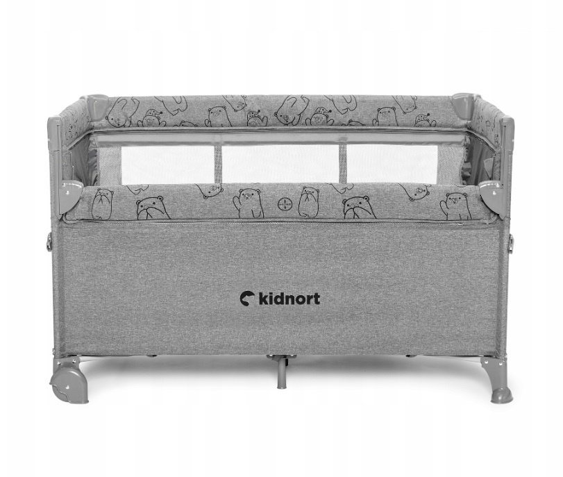 Patut pliabil 3 in 1 cu doua nivele si laterala culisanta Kidnort Livsmiljo Light Grey - 6