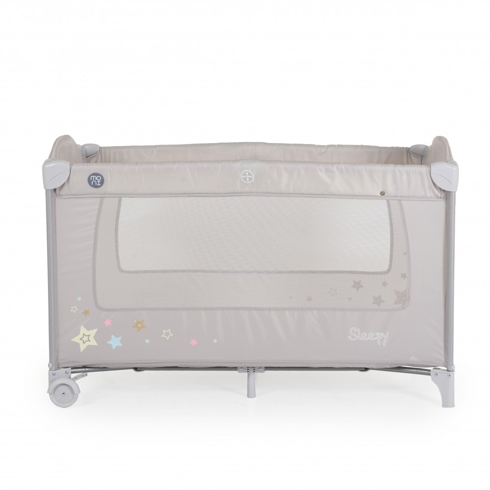 Patut pliabil Moni cu doua nivele si roti Sleepy New Grey 120x60 cm