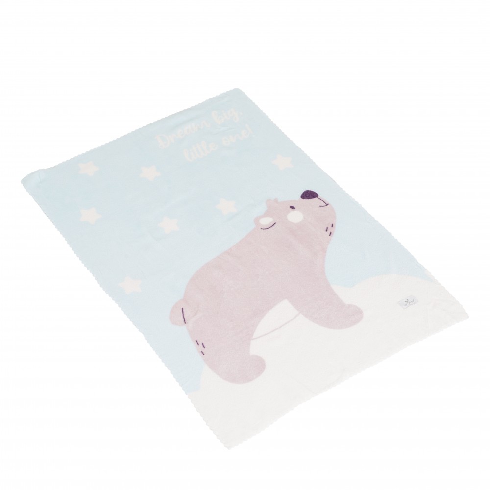 Paturica moale pentru bebelusi 75x100 cm Dreamy bear Albastru - 2 | YEO