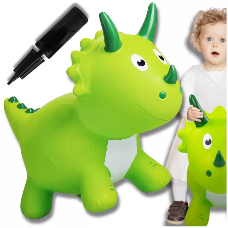 Jumper gonflabil pentru copii, NiceKids, cu pompa inclusa, design dinamic Green Dino