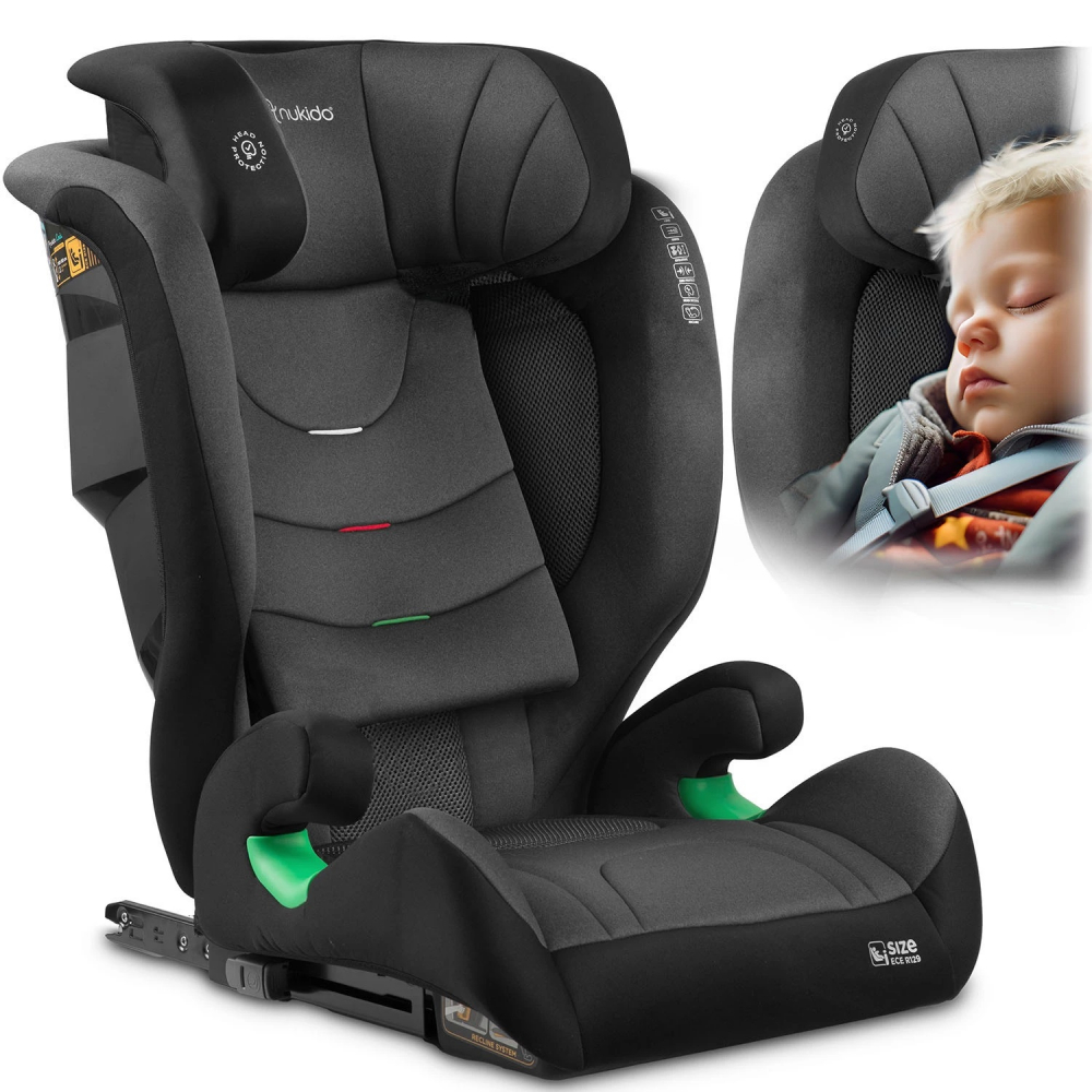 Scaun auto 15-36 kg cu isofix Nukido I-SIZE 100-150 cm Louis Soft NegruGri