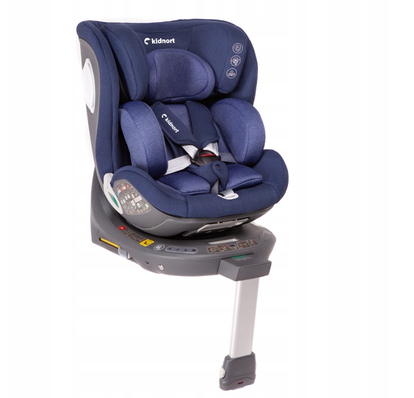 Scaun auto cu baza isofix rotativ 360 i-Size 40-150cm si picior stabilizator Kidnort Orn Blue - 1 | YEO