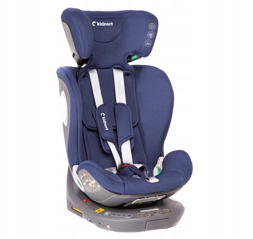 Scaun auto cu baza isofix rotativ 360 i-Size 40-150cm si picior stabilizator Kidnort Orn Blue - 2 | YEO