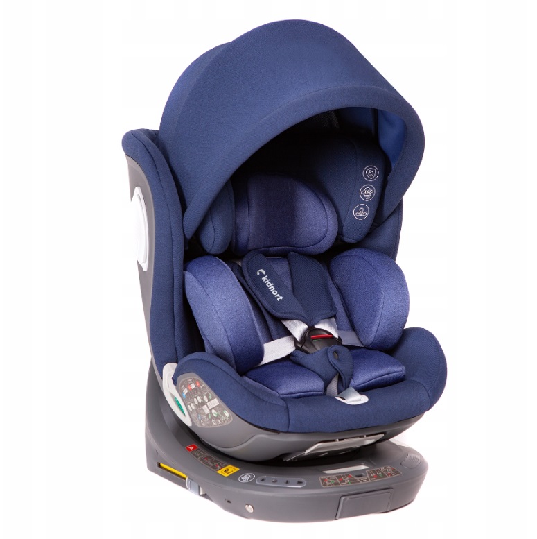 Scaun auto cu baza isofix rotativ 360 i-Size 40-150cm si picior stabilizator Kidnort Orn Blue - 3 | YEO