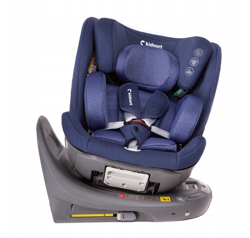 Scaun auto cu baza isofix rotativ 360 i-Size 40-150cm si picior stabilizator Kidnort Orn Blue - 5