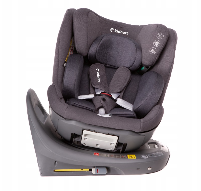 Scaun auto cu baza isofix rotativ 360 i-Size 40-150cm si picior stabilizator Kidnort Orn Grey - 3 | YEO