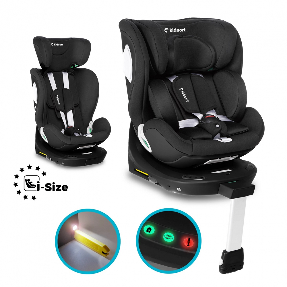 Scaun auto cu baza isofix rotativ 360 i-Size 40-150cm Kidnort Black - 3 | YEO