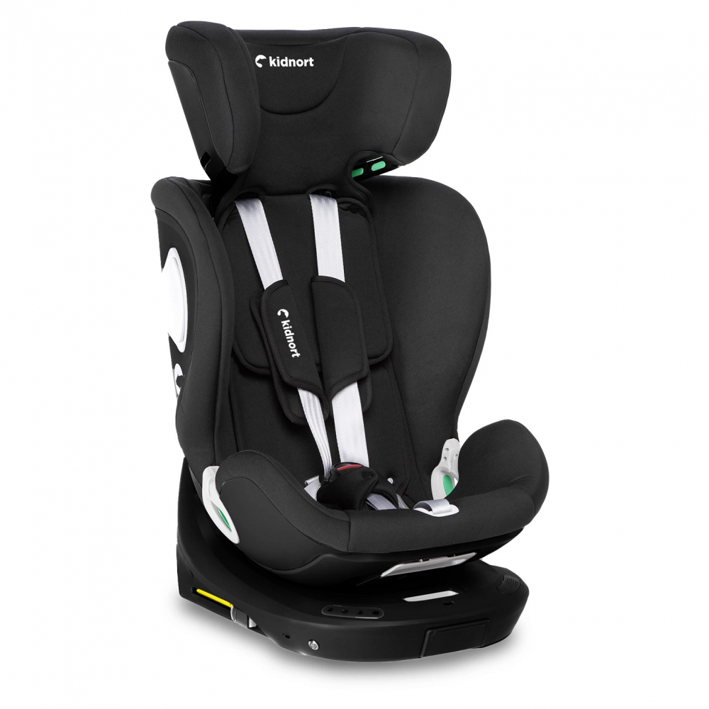 Scaun auto cu baza isofix rotativ 360 i-Size 40-150cm si picior stabilizator Kidnort Orn Black - 5