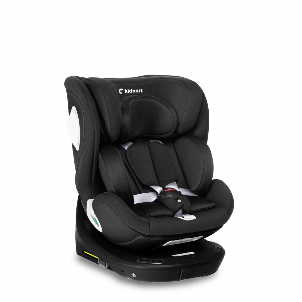 Scaun auto cu baza isofix rotativ 360 i-Size 40-150cm si picior stabilizator Kidnort Orn Black - 6