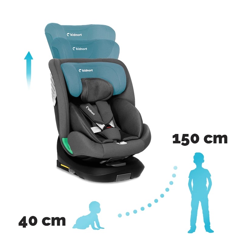 Scaun auto cu isofix rotativ 360 i-Size 40-150 cm si picior stabilizator Kidnort Radjur Black - 8