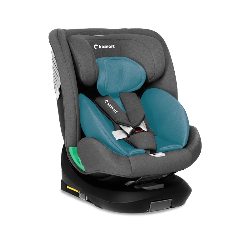 Scaun auto cu isofix rotativ 360 i-Size 40-150 cm si picior stabilizator Kidnort Radjur Black - 10