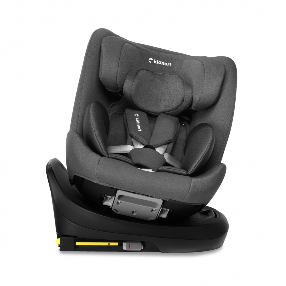 Scaun auto cu isofix rotativ 360 i-Size 40-150 cm si Top Tether Kidnort Radjur Grey - 6