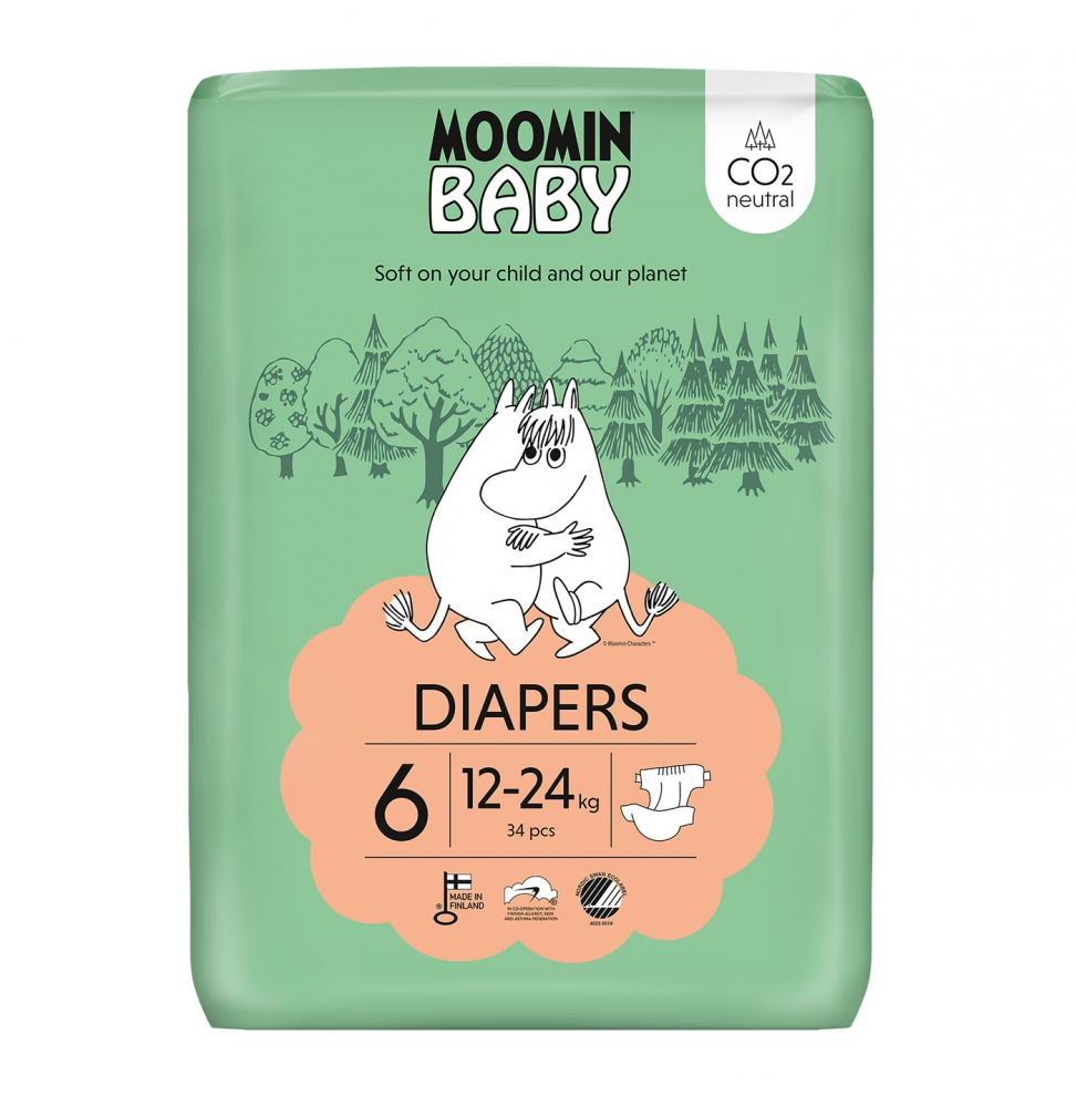 Scutece finlandeze eco tip chilotel Moomin Baby 6, 12 - 20 kg 36 buc