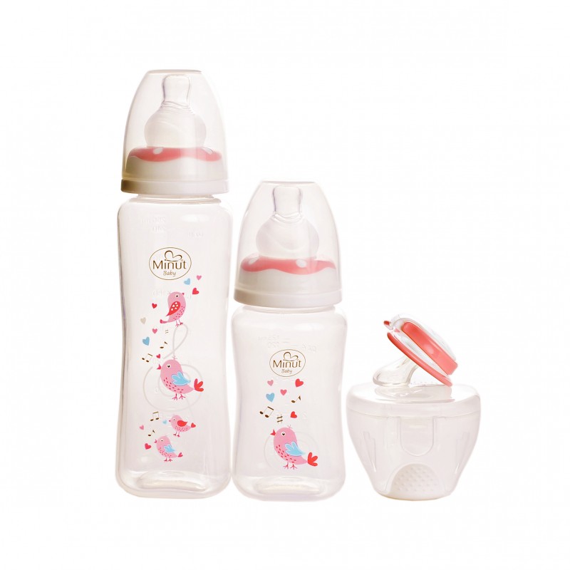 Set 2 biberoane 125 ml si 250 ml + suzeta in cutie sterilizare Minut Baby 0+ piersica - 2 | YEO