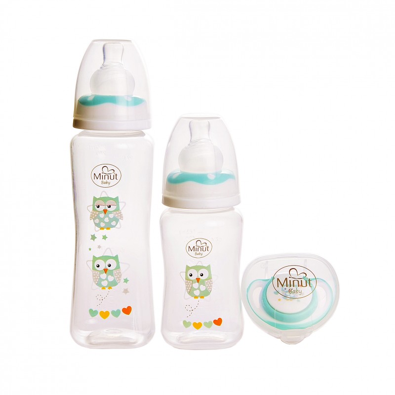 Set 2 biberoane 125 ml si 250 ml + suzeta in cutie sterilizare Minut Baby 0+ verde - 2 | YEO